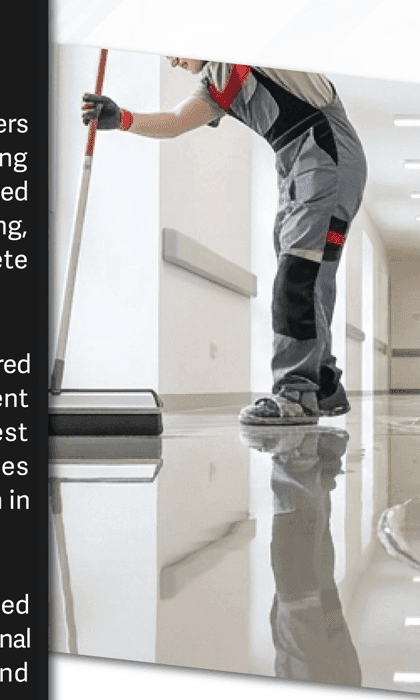 Polished coated floor inside a mixed-use property
