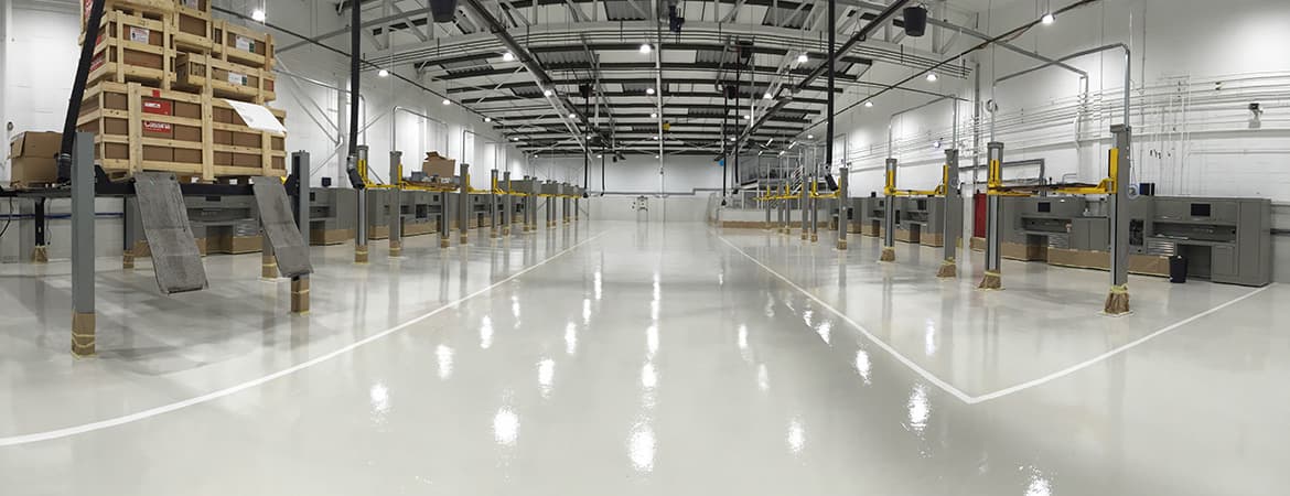 Finished industrial polyurethane coating inside a high-performance facility