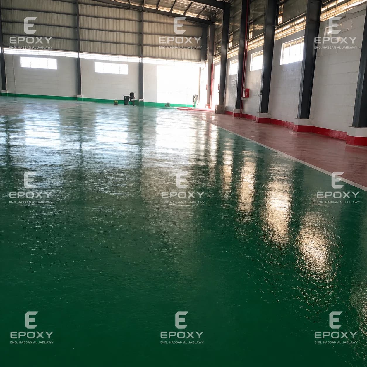 Green high-durability floor inside a potato processing station