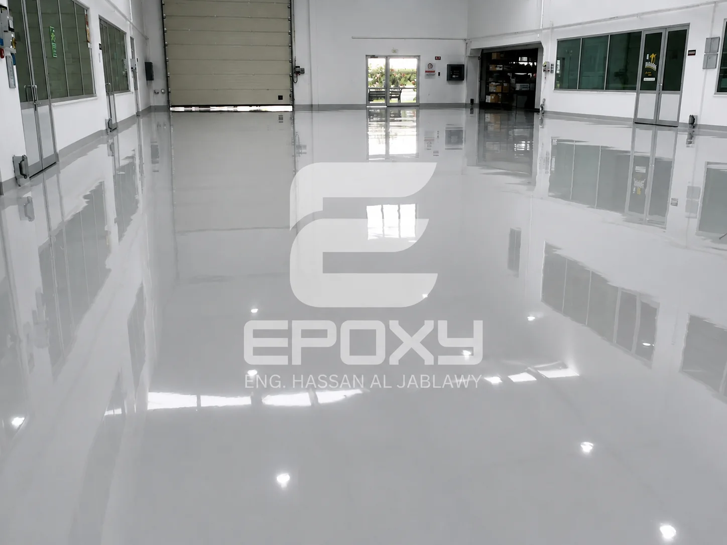 Bright finished epoxy floor inside a Kia automotive facility