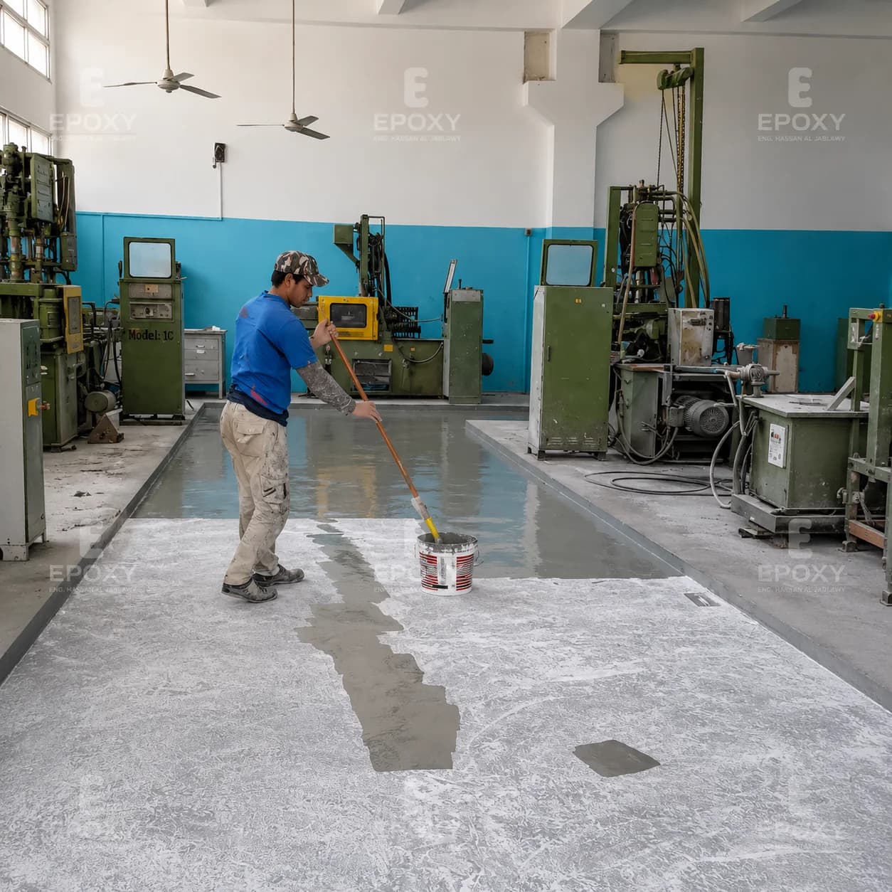 Concrete floor preparation inside Military Factory 45